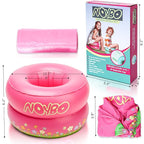 Travel Potty Seat for Toddlers - Inflatable Portable Toilet Kids Chair, Foldable Compact Lightweight Potty for Camping Road Trips, Outdoor Car Travel, Holds 66 lbs and 20 Durable Disposable Bags