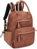 JESSIE & JAMES Saturday EDC Diaper Bag Backpack Multi Function Diaper Bag with Changing Pad & Stroller Straps_Brown