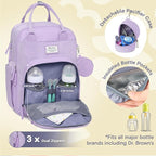 RUVALINO Diaper Bag Backpack, Multifunction Travel Pack Maternity Baby Changing Bags, Large Capacity, Waterproof, Taro Purple