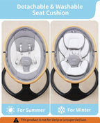 LAREX Baby Swing to Toddler Electric Infant Swing Portable for Newborn Boy Girl, 5 Sway Speeds with Remote Control, 12 Preset Melodies and Bluetooth, 0-6 Months Max 20 Lbs (Light Wood Grain)