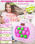 Upgraded Fast Push Game Popping Fidget Toys for Kids, Funny Toys with LED Screen for Kids 3-12, Birthday Gifts for Girls and Boys Bubble Stress,Handheld Puzzle Game Sensory Toys (Unicorn)