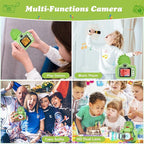 Kids Camera,HD Digital Video Camera,Childrens Toys for 3 4 5 6 7 8 9 Year Old Boys/Girls,Selfie Camera for Kids,Christmas Birthday Gifts with 32GB SD Card (Dinosaur Green)