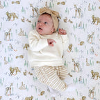 Crib Sheets Neutral - Fitted Baby Crib Sheets Bed for Girl Boy - 2 Pack Standard & Toddler Mattress - Buttery Soft Organic Cotton Blend (Magic Forest)