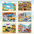Puzzles for Kids Ages 4-6, 6 Packs 60 Pcs Wooden Jigsaw Puzzles for Kids Ages 6-8, Preschool Educational Vehicle Toys Gifts for 3 4 5 6 7 8 Boys Girls