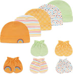 Newborn Baby Boy Girl Caps Mittens Socks Set Cotton Baby Essentials Accessories (Hats+Gloves+Socks)