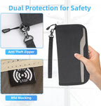 ZOPPEN Passport Holder Family RFID Passport Wallet, Passport Holder Women/Men, Travel Wallet Documents Organizer Zipper Case with Removable Wristlet Strap, Travel Essentials for Flying