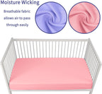 Baby Crib Sheets for Boys Girls, 2 Pack Fitted Crib Sheet for Standard Crib and Toddler Mattress, Soft Microfiber Baby Sheet 52x28x8in. (Purple & Pink)