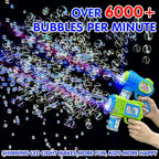 2 Pack Bubble Gun Machine for Kids, Automatic Light Up Bubble Blower with 4 Bottles 10 Bags Refill Solution Bubble Guns Blaster for Toddlers, Outdoor Toys Gifts Wedding Easter Party Favor