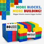 Big Blocks for Kids Ages 4-8, Indoor & Outdoor Blocks for Kids Jumbo Games, Large Building Blocks (96 PC) Standard Set