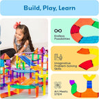 PicassoTiles 12pcs Race Track Add-On Magnetic Railway 5Styles Building Block Set Magnet Tiles Construction Toy STEM Learning Early Education Toys Blocks Child Brain Development for Kids Age 3+ PTR12
