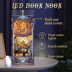 DIY Book Nook Kit, Miniature Dollhouse Booknook Kit, 3D Wooden Puzzle Bookend Bookshelf Insert Decor Diorama Kit with LED Light for Teens and Adults (Star Map Secrets)
