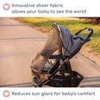Stroller Sun Shade - Universal UV Protection Cover for Strollers Sunshade with See Through, Clip-On Sun Blocker, Sun Shield for Baby, Breathable Adjustable Fit, Full Coverage, L Black