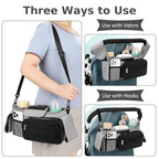 Accmor Universal Stroller Organizer with Insulated Cup Holder Detachable Phone Bag and Shoulder Strap,Stroller Bag Caddy Organizer Fits for Uppababy, Baby Jogger, Britax Strollers