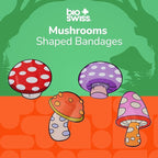 BioSwiss Bandages, Mushroom Shaped Self Adhesive Bandage, Latex Free Sterile Wound Care, Fun First Aid Kit Supplies for Kids and Adults, 50 Count