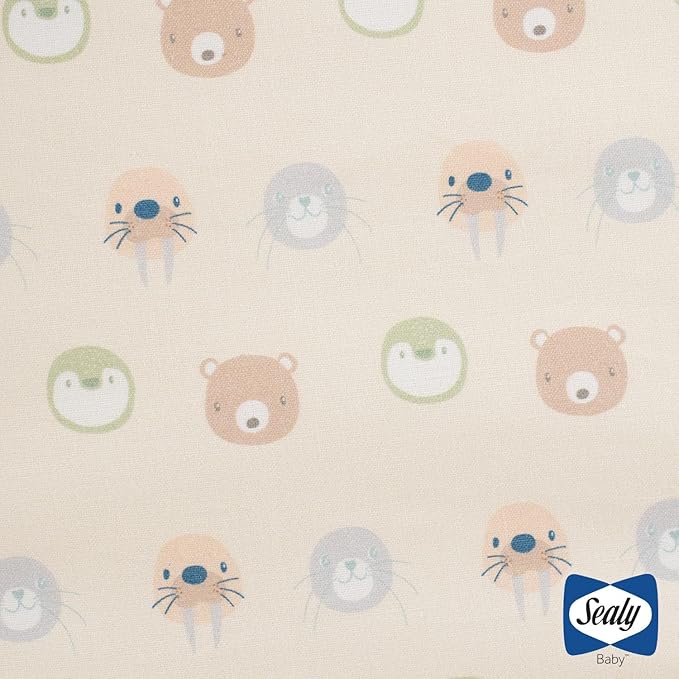 SEALY BABY Children's Floor Cushion, Kids, Toddler Play Mat & Soft Lounger (Animal Faces & Beige)
