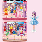 Princess Magnetic Dress Up Dolls Games, Magnetic Dress Up Play Set for Girls, Travel Road Trip Airplane Activity Toys with 3D Magnetic Game Scene, Magnetic Paper Dolls for Girls Ages 4-7