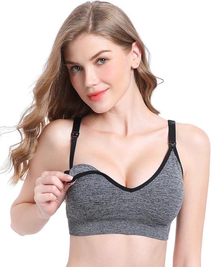 Suekaphin Nursing Bra 5pack Wireless V Neck Maternity Nursing Bra Bralette Low Cut Sleeping Breastfeeding with Extenders