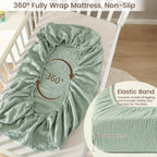 david's kids Muslin Crib Sheets for Boys Girls, 2 Pack 100% Cotton Soft Breathable Fitted Baby Sheet Set, 28x52 Inch Fits Standard Crib and Toddler Mattresses, Sage Green & Dusty Blue