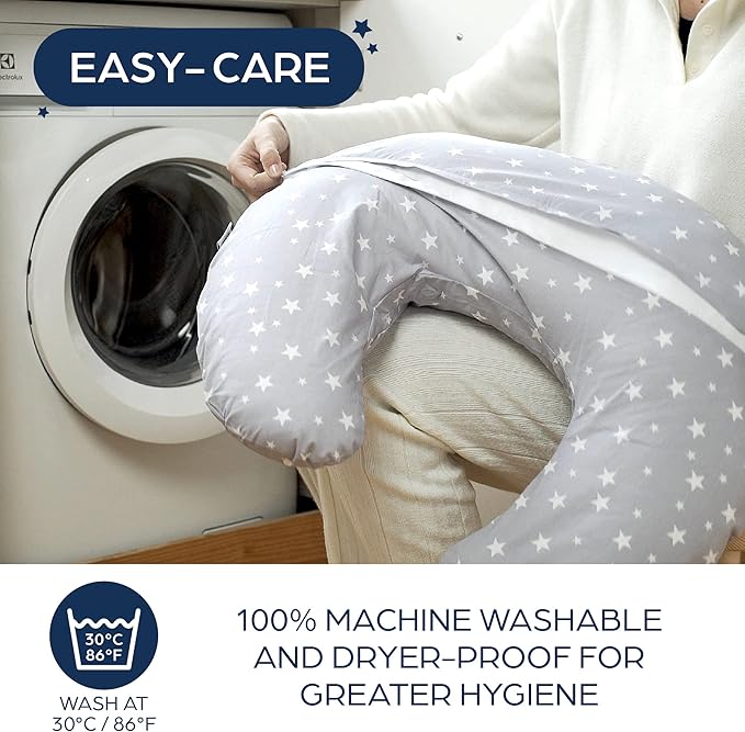 Niimo Nursing Pillow - 100% Cotton Breastfeeding Pillow Cover, Ergonomic Nursing Pillows for Breastfeeding, Machine-Washable Baby Pillow, Breastfeeding Pillows & Breastfeeding Essentials