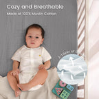 david's kids Muslin Crib Sheets for Boys Girls, 2 Pack 100% Cotton Soft Breathable Fitted Baby Sheet Set, 28x52 Inch Fits Standard Crib and Toddler Mattresses, Beige & Grey