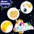 Cuteoy Light-up Plush White Unicorn LED Stuffed Animal Birthday Christmas Plushies Toy Gifts for Kids Toddler Girls, 15"