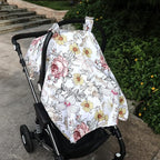 Floral Baby Car Seat Canopy Soft Plush Dotted Backing Baby Car Seat Cover Girls, Infant Carseat Canopy, Stretchy Multi- use Nursing Cover for Stroller/High Chair/Shopping Cart/Car Seat Canopies