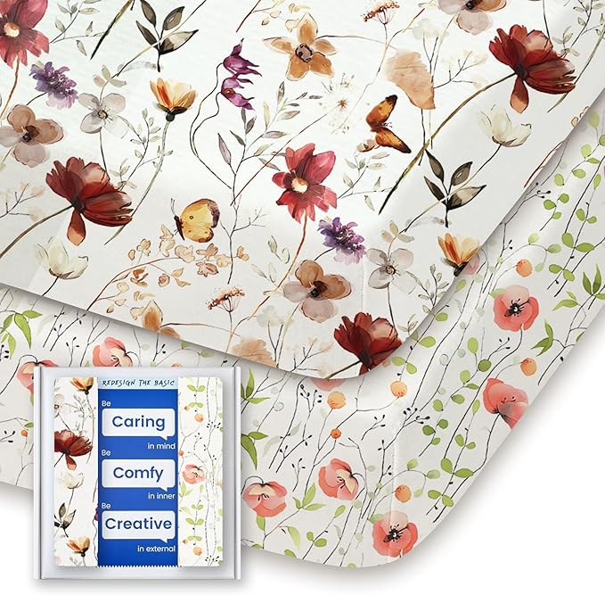 Graco Pack and Play Sheets Fitted, TotBasic Ultra Soft Mini Crib Sheets Boy, Neutral Pack N Play Mattress Sheets Hypoallergenic and Soothing, Premium Jersey Playrad Sheets, 2 Pack