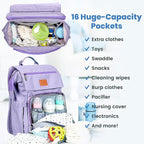 PILLANI Baby Diaper Bag Backpack - Large Bag for Boys & Girls, Waterproof Diaper Backpack - Travel Diaper Bags w/Changing Pad, Baby Registry Search & Shower Gifts - Essentials Must Haves Newborn Stuff