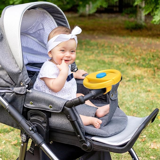 Accmor Stroller Steering Wheel Toy, Pretend Driving Simulated Steering Wheel for Baby Stroller Shopping Carts, Universal Detachable Funny Stroller Shopping Carts Toy Attachment Accessories