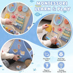 Ocean-Themed Wooden Baby Walker with Activity Center, Montessori Push Walker Toy for Babies 18 Months, Safe First Steps Baby Walking Aid for Boys & Girls