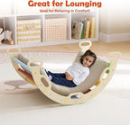 Pikler Triangle Set 7in1 Toddler Climbing Toys Indoor Foldable Baby Climbing Toys Wooden Montessori Climbing Set with Arch, Ramp, Ladder for 1-3 Years, Jungle Gym for Kids