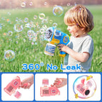 EagleStone 2 Pack Bubble Gun Machine for Kids, Automatic Light Up Bubble Blower with 4 Bottles 10 Bags Refill Solution, Bubble Guns Blaster for Toddlers, Outdoor Toys Gifts, Wedding Easter Party Favor
