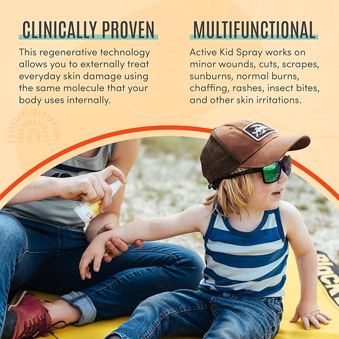 Active Skin Repair Kids First Aid Spray - Non-Toxic & Natural Kids Antiseptic Formula for Minor Cuts, Wounds, Scrapes, Rashes, Sunburns, and Other Skin Irritations (3oz Spray)