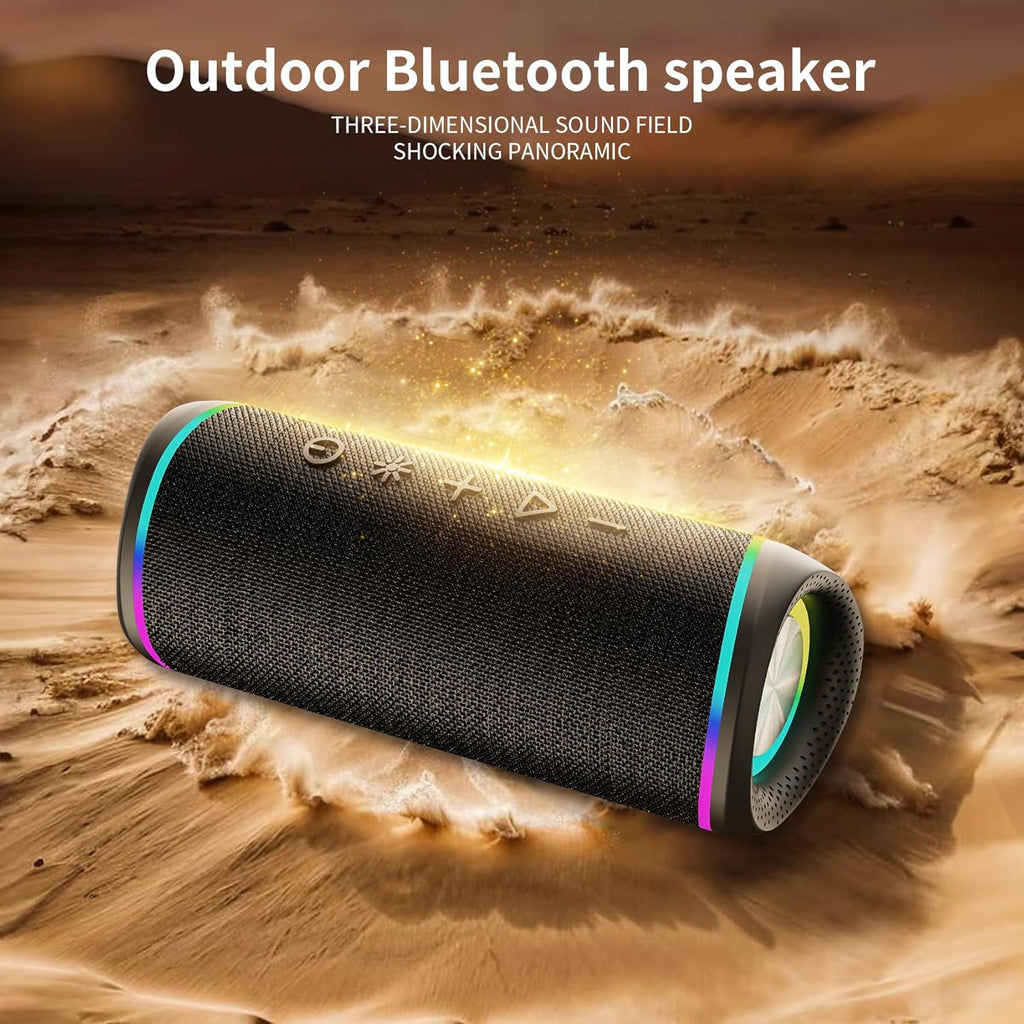 Bluetooth Speaker with HD Sound, Portable Wireless, IPX5 Waterproof, Up to 20H Playtime, TWS Pairing, Bluetooth 5.3, for Home, Party, Beach, Outdoor, Electronic Gadgets, Birthday Gift (Black)