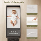 Baby Changing Table with 9 Fabric Drawers, Waterproof Diaper Changing Station & Pad, Mobile Nursery Diaper Changing Table, Baby Furniture, Bedroom, Black