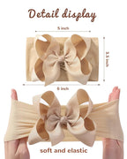 doboi 6PCS Baby Girl Headbands - Ribbon Bow Nylon Hair Accessories for Infants, Newborns, and Toddlers