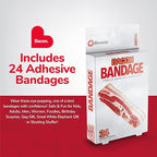 BioSwiss Bandages, Bacon Shaped Self Adhesive Bandage, Latex Free Sterile Wound Care, Fun First Aid Kit Supplies for Kids, 24 Count