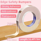 Clear Soft Corner Protectors for Furniture Strip, 0.8in x16.4FT, Sharp Edge & Table Bumper,Window Edge,Wall Protector,Soft Corner Guards Safe for Proof,Table Corner Protectors in Family