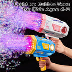 Bubble Gun, 125 Holes Bubble Machine with Lights, Bubble Guns for Kids Ages 4-8 Year Old, Big Bubble Gun Blaster for Wedding, Halloween Outdoor Toy Birthday Bubble Maker Party Favors (Blue)