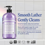 Dr. Bronner's Organic Sugar Soap (Lavender, 64 Ounce)- Made with Organic Oils, Sugar & Shikakai Powder, 4-in-1 Uses: Hand and Body Wash, Face, Hair- Cleanses, Moisturizes, Nourishes, Vegan