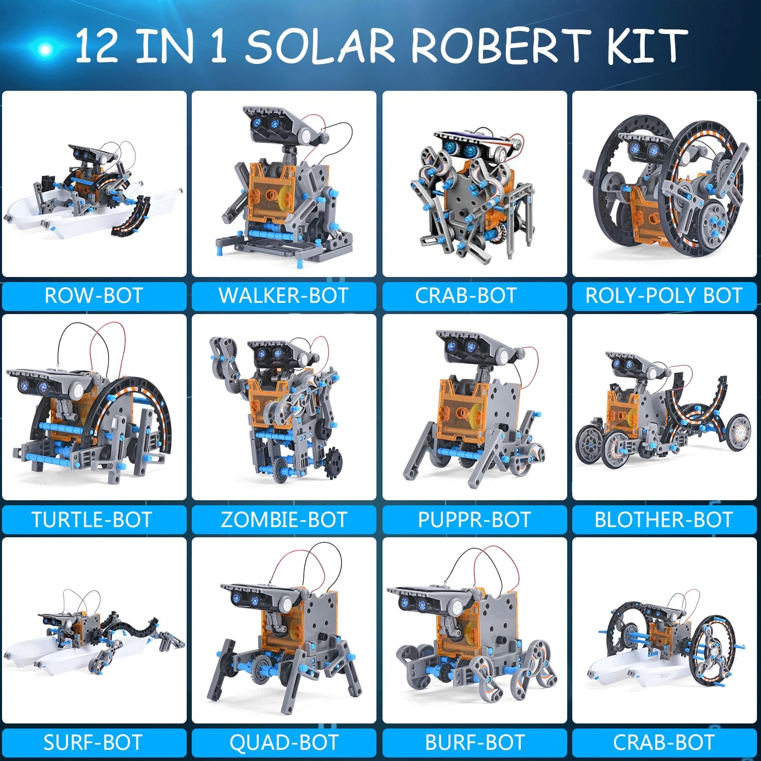 AESGOGO STEM Projects 12-in-1 Creation Solar Robot Kit,Science Experiments Toys Gifts for Kids Ages 8-12,Educational DIY Building Robotics Kit for 8 9 10 11 12 13 14 15 Year Old Boys Girls Teens