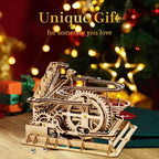 ROKR 3D Wooden Puzzles Marble Run Set - Mechanical Model Kit for Adults DIY Roller Coaster Toys Gifts for Boys/Girls (Marble Parkour)