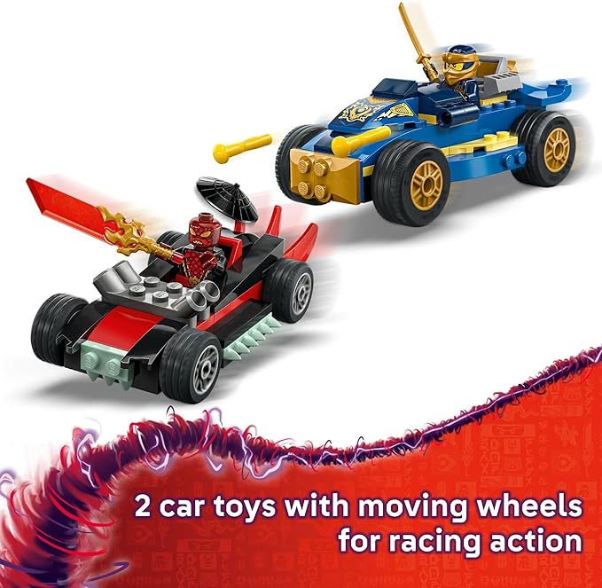 LEGO NINJAGO Rogue vs. Drix Race Car Duel Building Toy for Preschool Kids - Ninja Toy with Starter Brick for Boys & Girls, 4+ - Gift Idea for Birthdays & Dragons Rising Fans - 71840