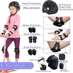 Kids Bike Helmet with DIY Stickers and Knee Pads Elbow Pads Wrist Guard Set for Ages 3-8-14 Toddler Boys Girls Helmet for Roller Skates Cycling Skateboarding Bicycle Scooter