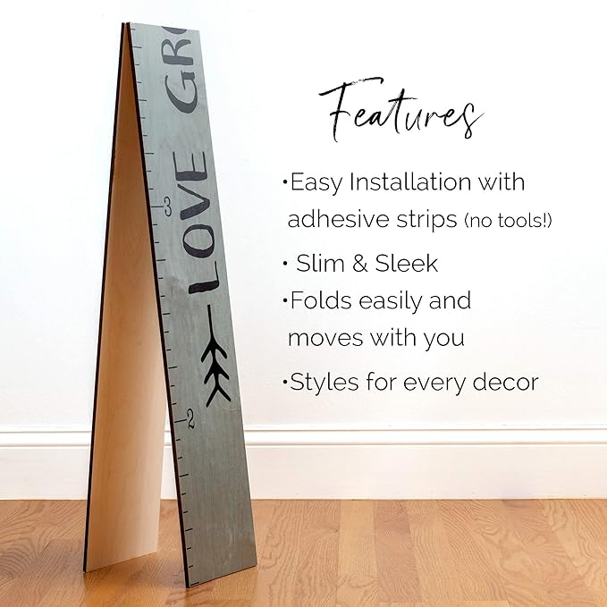 Wooden Growth Chart – Kids Height Chart, Wall Measurement for Kids, Height Chart for Wall, Growth Ruler for Children – Tribal Gray (63"x6.7")