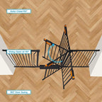 owlie Baby Gate Indoor 75-85 Inch, Extra Wide Safety Gate for Dogs Large Stairway Gate Adjustable Baby Gates Pressure Mount Wide Gate for Pet Stairway Doorway No Drilling Black (30.5'' Tall)