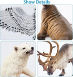 Toymany 12PCS 4-7" Large Polar Animals Figurines, Plastic Arctic Animal Toy Preschool Set Includes Polar Bear,Caribou,Whales,Walrus, Cake Toppers Christmas Birthday Toys Gift for Kids Toddlers