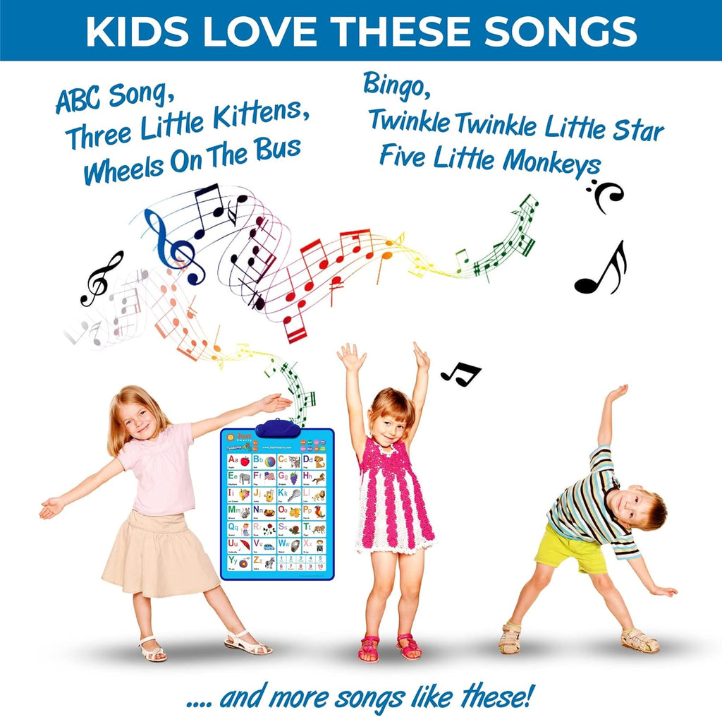 Just Smarty Interactive Alphabet Wall Chart | Talking ABCs & 123s Music Poster with Interactive Light | Toddler Alphabet Learning | Best Educational Gift for Boys & Girls Ages 2 3 4 5 | Letter Sounds