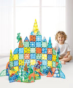 106 PCS Dinosaur Magnetic Tiles Set,Magnet Building Blocks Dino World Toys,TEM AUTHENTICATED,Magnet Tiles Animals for Toddlers Boys Girls Kids Age 3 4 5 6 7 8