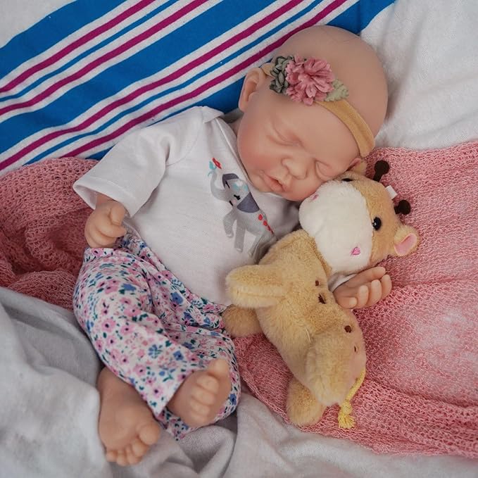 Lifelike Reborn Baby Dolls - 12-inch Full Silicone Newborn Girl, Real Life Baby Dolls with Clothes & Feeding Accessories Set for Kids Age 3+